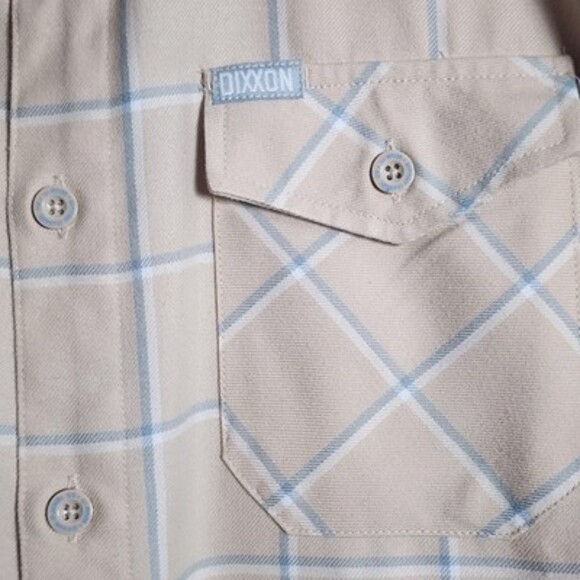 Dixxon Flannel Co Shirt Mens XL Tan Plaid The Canal Long Sleeve Button Front - Picture 2 of 11